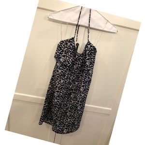 Blue and white confetti dress